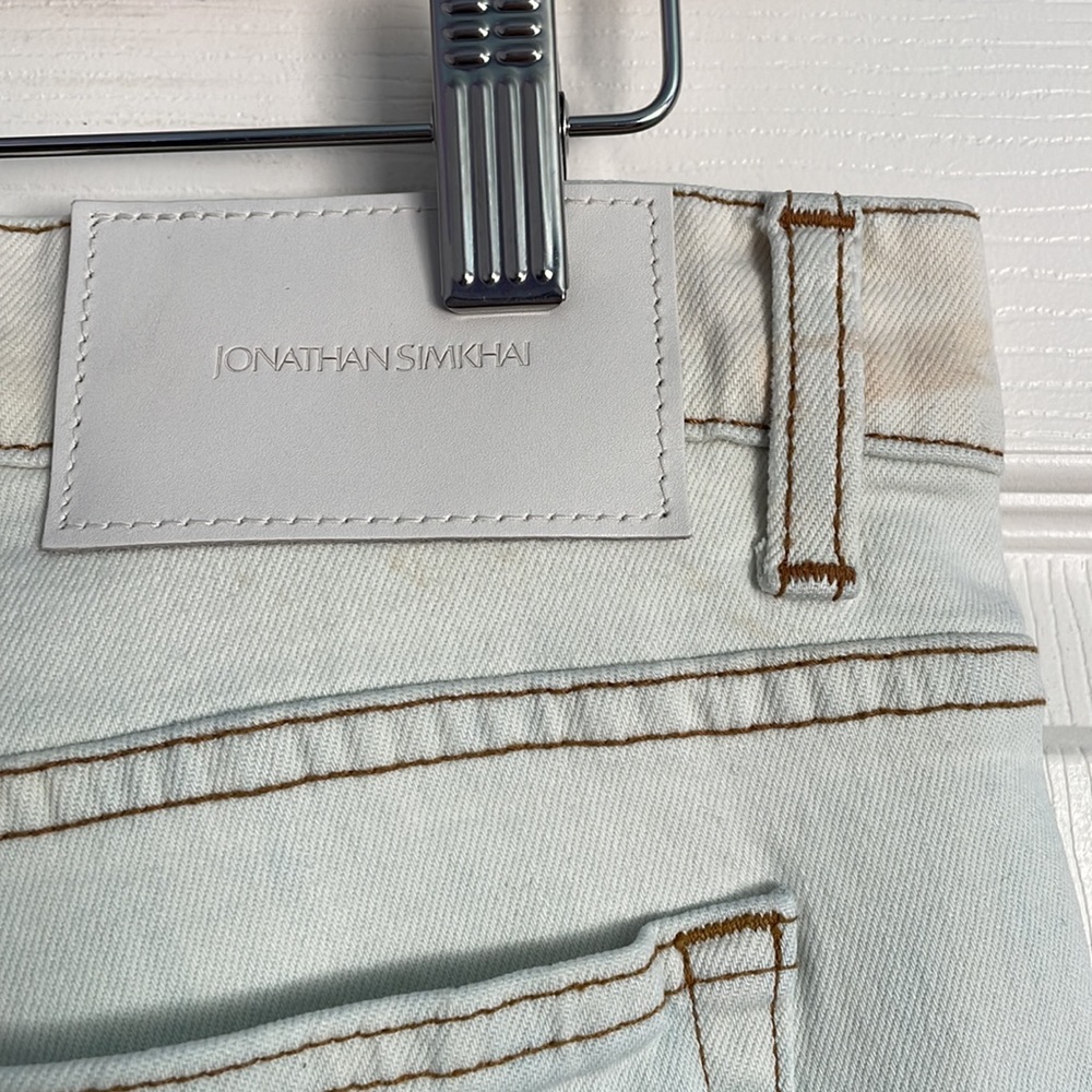 Jonathan Simkhai | High Rise Straight Leg White and Blue Dipped Jeans NWT - Picture 9 of 16